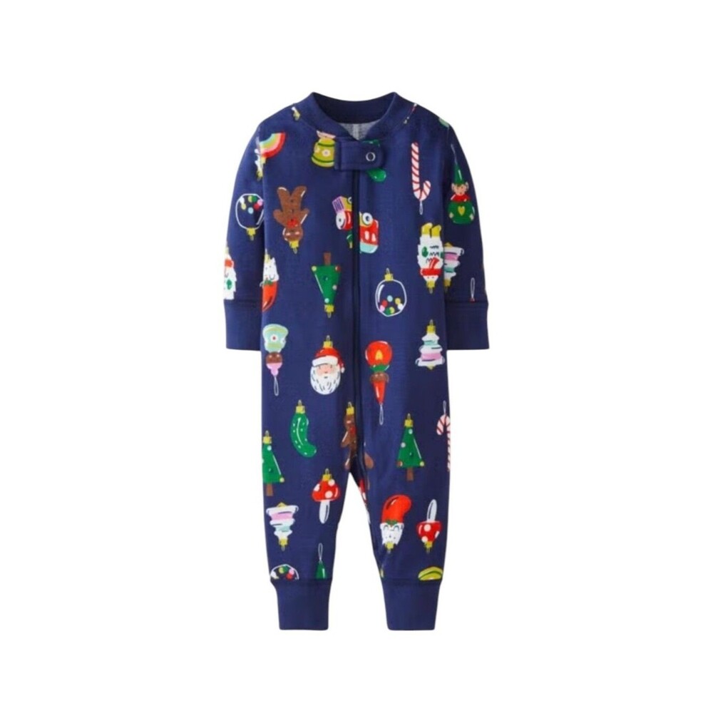 Hanna Andersson Baby Zipper Pajamas Cotton Christmas Holiday Ornaments 3-6mo 60